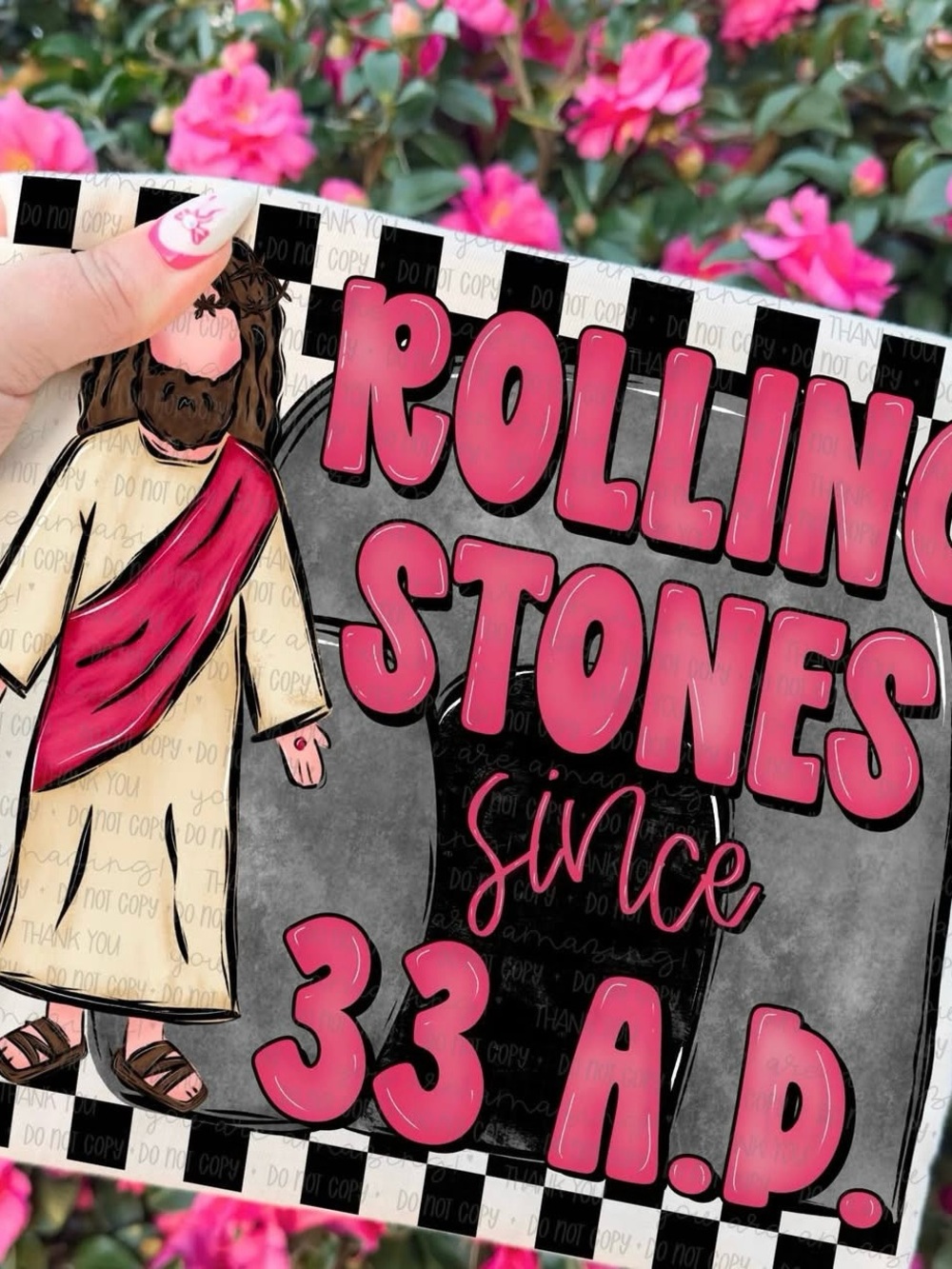 Rolling Stones Since 33 A.D. Pink Graphic Tshirt Small-3X